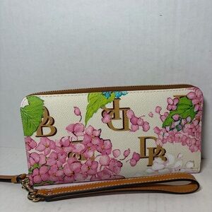 Dooney & Bourke Hydrangea Zip Around Wristlet Wallet Pink